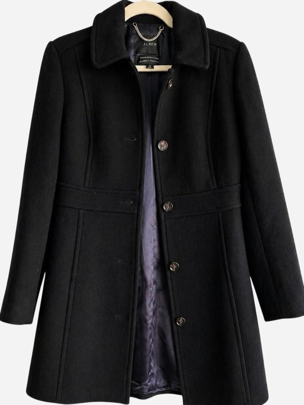 NWOT J. Crew Black Tailored Wool Pea Coat